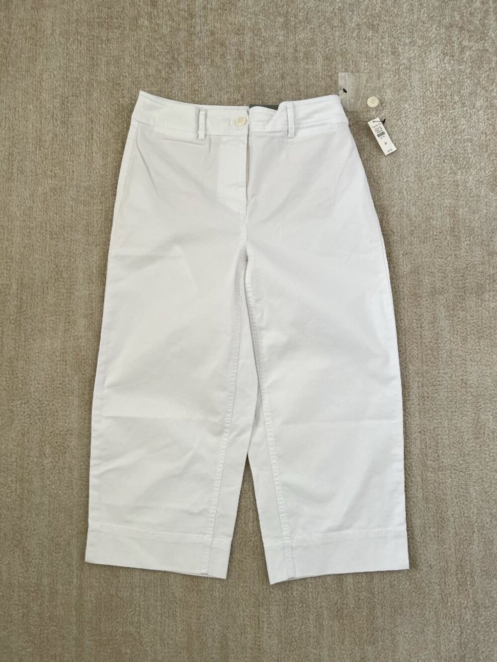 NWT Talbots Wide Leg Cropped White Cotton Chino Pants 2P Petite